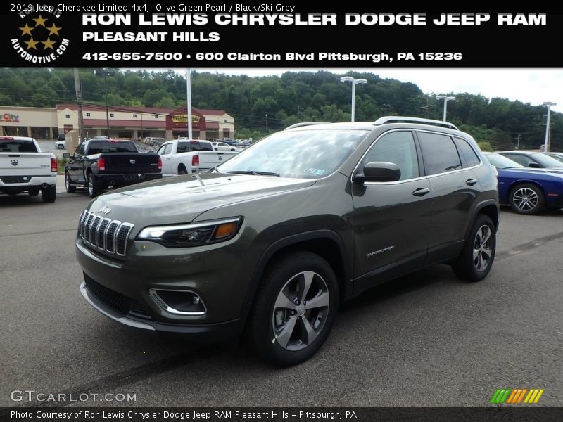 Olive Green Pearl / Black/Ski Grey 2019 Jeep Cherokee Limited 4x4