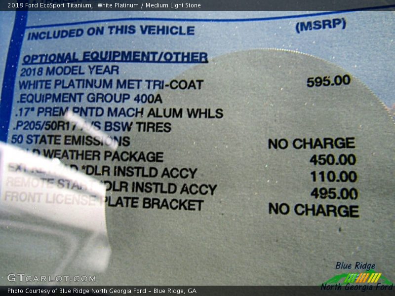 White Platinum / Medium Light Stone 2018 Ford EcoSport Titanium