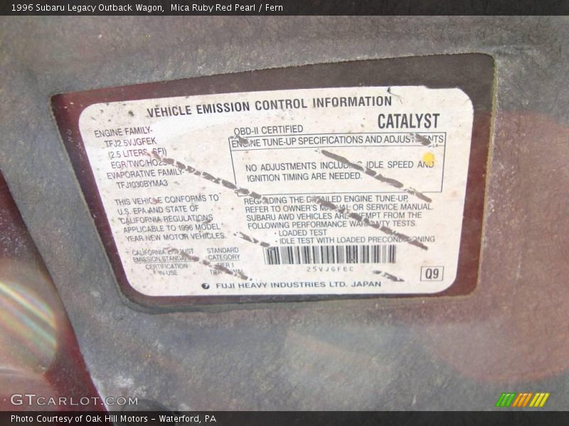 Mica Ruby Red Pearl / Fern 1996 Subaru Legacy Outback Wagon