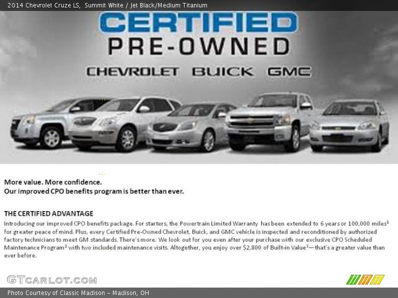 Summit White / Jet Black/Medium Titanium 2014 Chevrolet Cruze LS