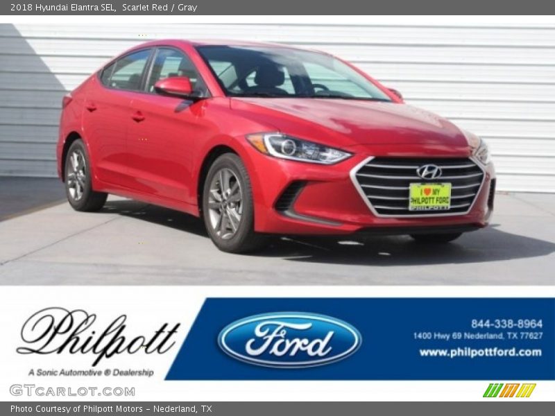 Scarlet Red / Gray 2018 Hyundai Elantra SEL