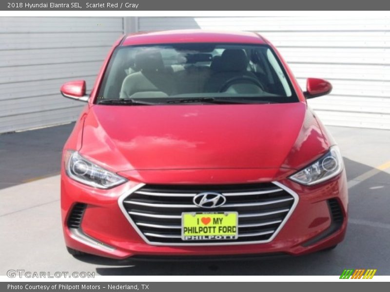 Scarlet Red / Gray 2018 Hyundai Elantra SEL