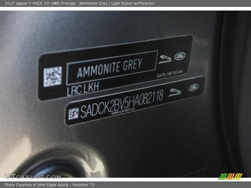 Ammonite Grey / Light Oyster w/Pistachio 2017 Jaguar F-PACE 35t AWD Prestige
