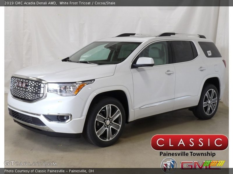 White Frost Tricoat / Cocoa/Shale 2019 GMC Acadia Denali AWD