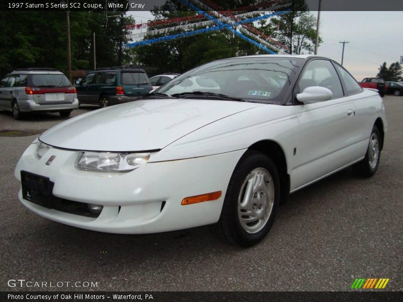 White / Gray 1997 Saturn S Series SC2 Coupe