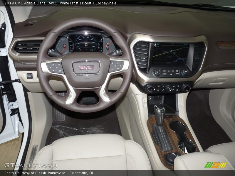 White Frost Tricoat / Cocoa/Shale 2019 GMC Acadia Denali AWD