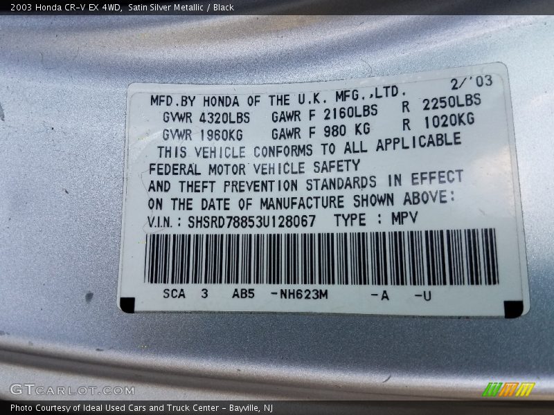 Satin Silver Metallic / Black 2003 Honda CR-V EX 4WD