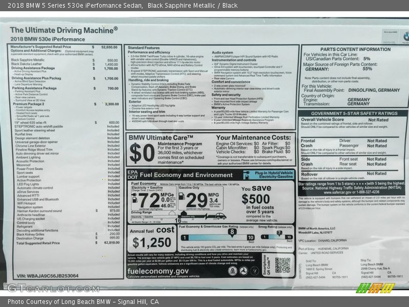 Black Sapphire Metallic / Black 2018 BMW 5 Series 530e iPerfomance Sedan