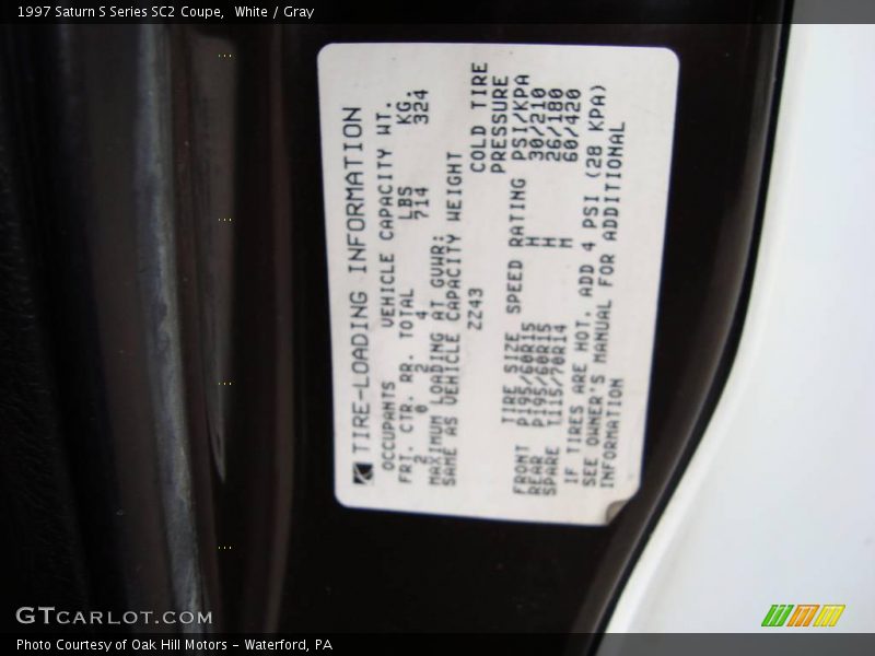 White / Gray 1997 Saturn S Series SC2 Coupe