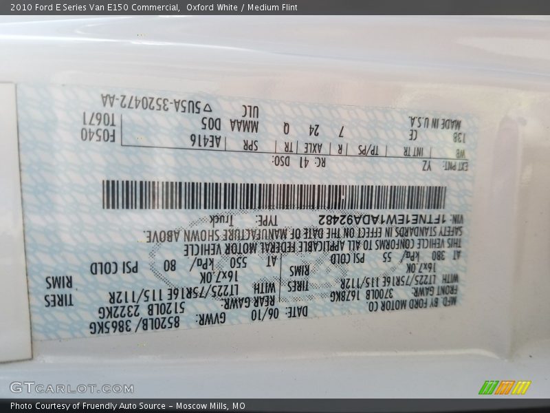 Oxford White / Medium Flint 2010 Ford E Series Van E150 Commercial