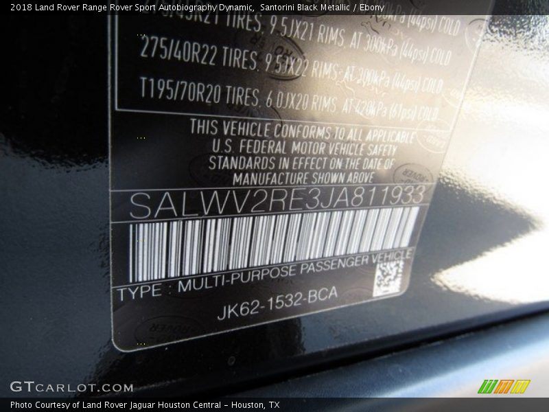Santorini Black Metallic / Ebony 2018 Land Rover Range Rover Sport Autobiography Dynamic
