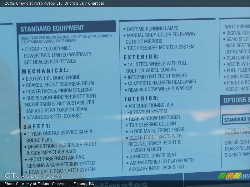 Bright Blue / Charcoal 2009 Chevrolet Aveo Aveo5 LT