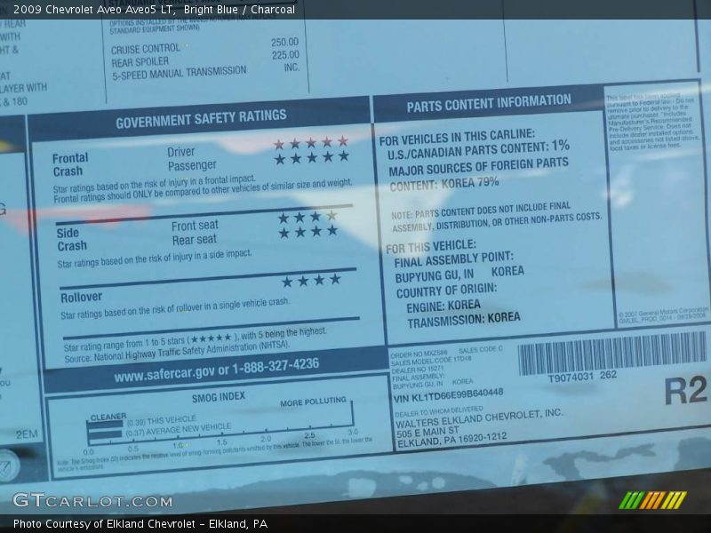 Bright Blue / Charcoal 2009 Chevrolet Aveo Aveo5 LT