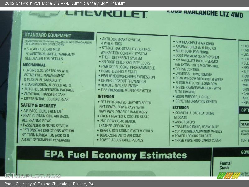 Summit White / Light Titanium 2009 Chevrolet Avalanche LTZ 4x4