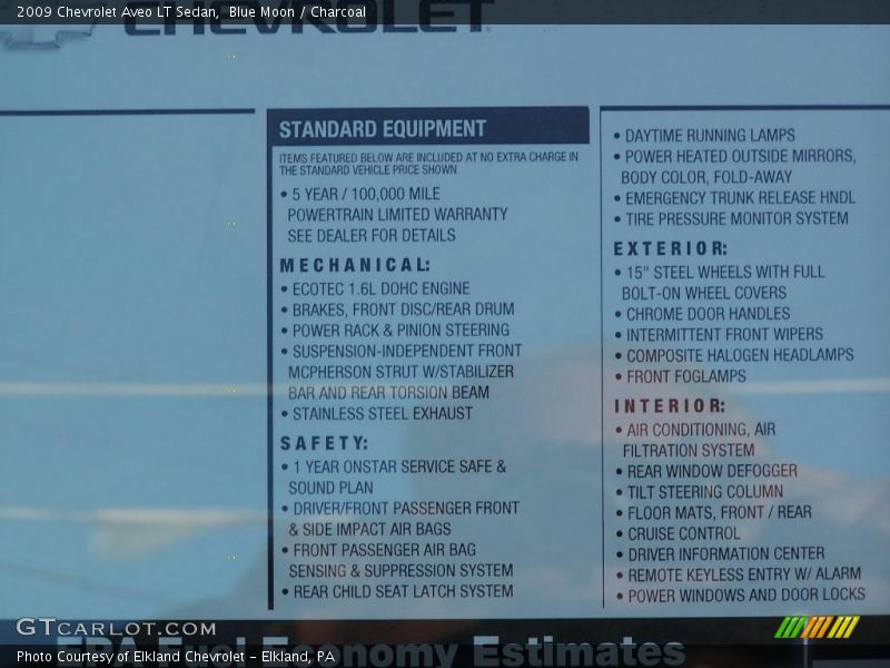 Blue Moon / Charcoal 2009 Chevrolet Aveo LT Sedan
