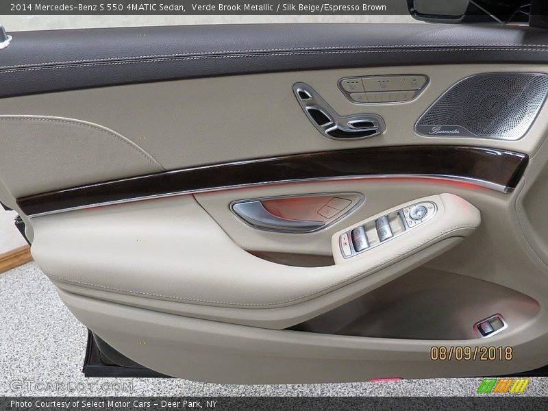 Verde Brook Metallic / Silk Beige/Espresso Brown 2014 Mercedes-Benz S 550 4MATIC Sedan