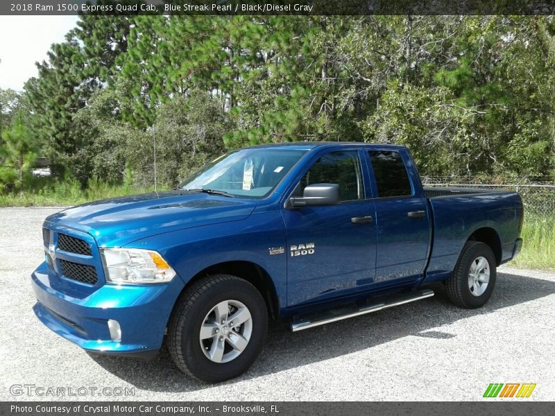 Blue Streak Pearl / Black/Diesel Gray 2018 Ram 1500 Express Quad Cab