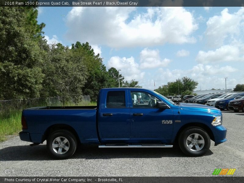 Blue Streak Pearl / Black/Diesel Gray 2018 Ram 1500 Express Quad Cab