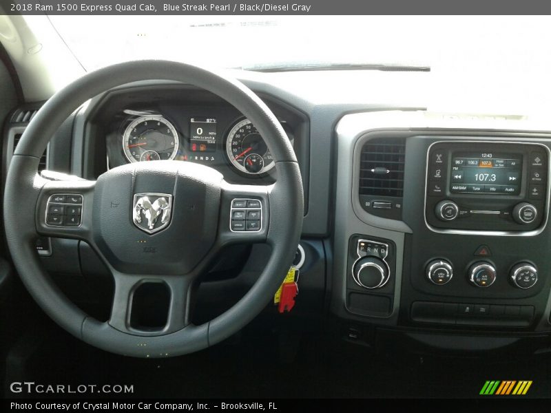 Blue Streak Pearl / Black/Diesel Gray 2018 Ram 1500 Express Quad Cab