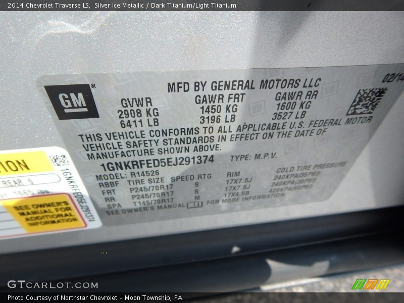 Silver Ice Metallic / Dark Titanium/Light Titanium 2014 Chevrolet Traverse LS