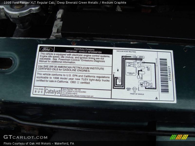 Deep Emerald Green Metallic / Medium Graphite 1998 Ford Ranger XLT Regular Cab