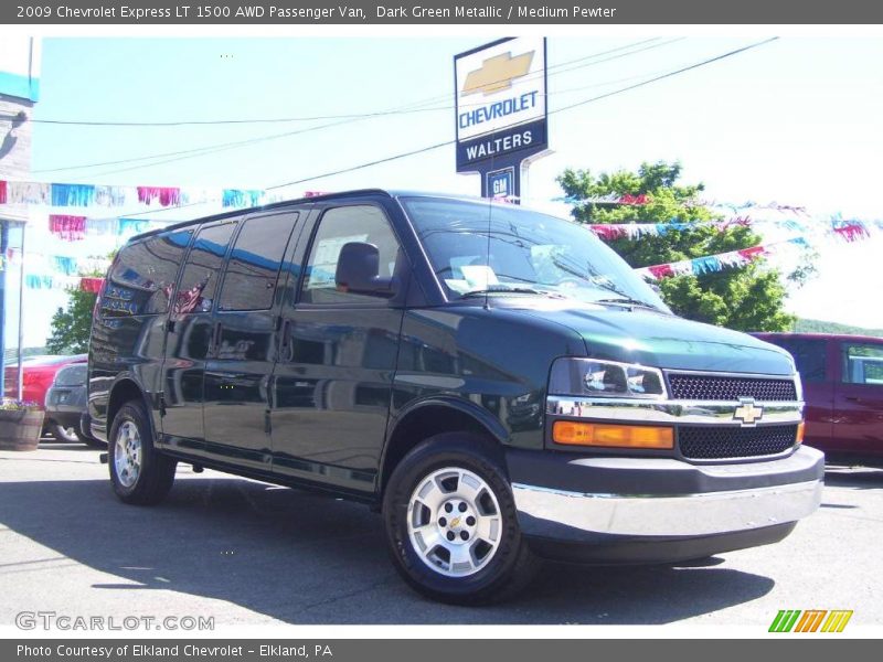 Dark Green Metallic / Medium Pewter 2009 Chevrolet Express LT 1500 AWD Passenger Van