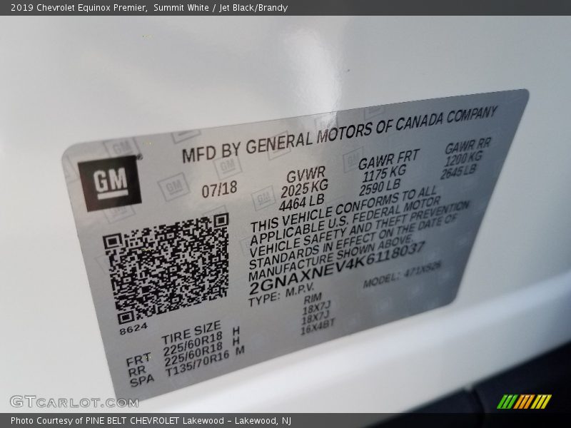 Summit White / Jet Black/Brandy 2019 Chevrolet Equinox Premier
