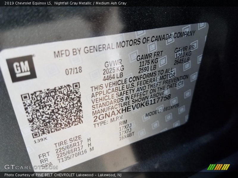Nightfall Gray Metallic / Medium Ash Gray 2019 Chevrolet Equinox LS