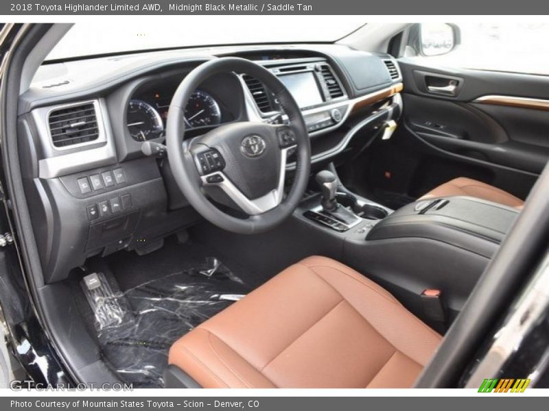 Midnight Black Metallic / Saddle Tan 2018 Toyota Highlander Limited AWD