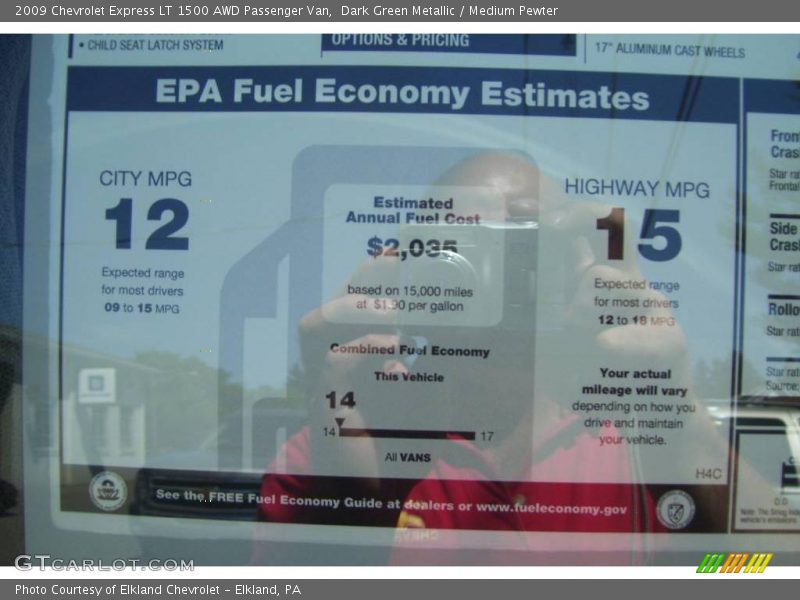 Dark Green Metallic / Medium Pewter 2009 Chevrolet Express LT 1500 AWD Passenger Van