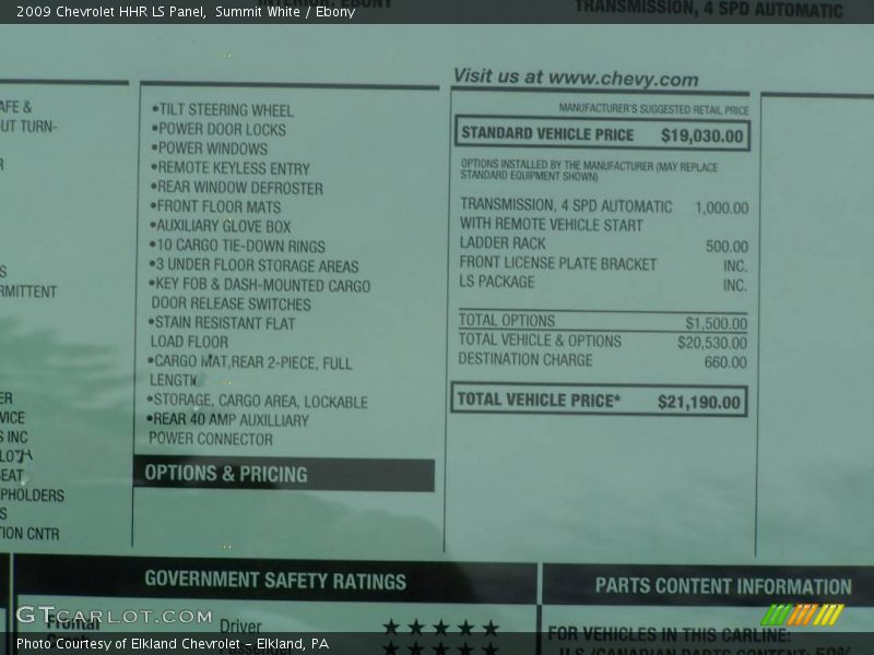 Summit White / Ebony 2009 Chevrolet HHR LS Panel