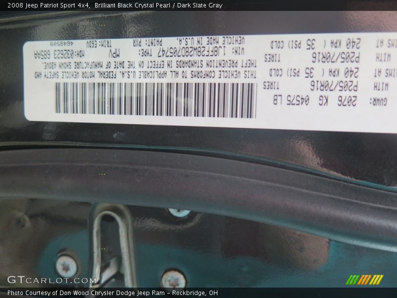 Brilliant Black Crystal Pearl / Dark Slate Gray 2008 Jeep Patriot Sport 4x4