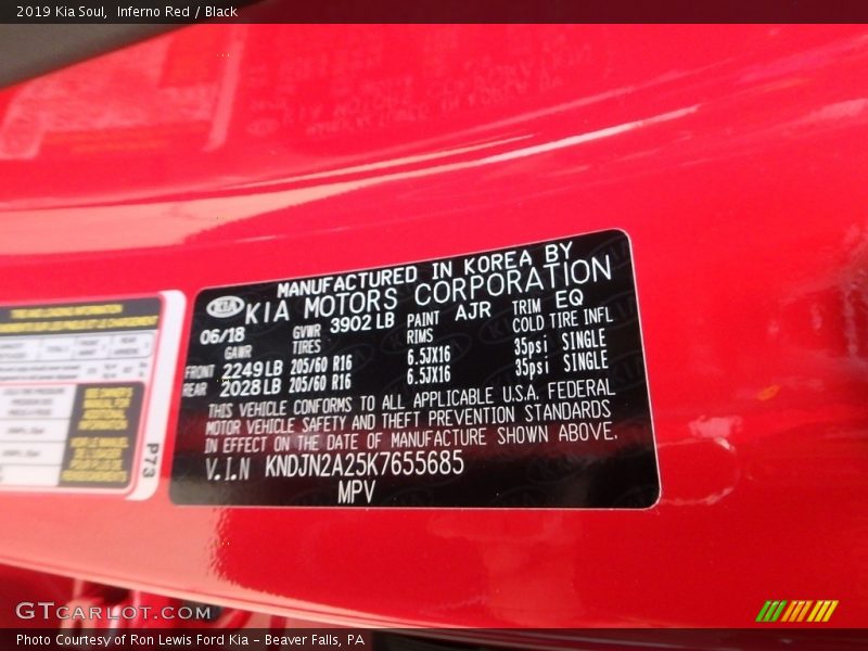 Inferno Red / Black 2019 Kia Soul