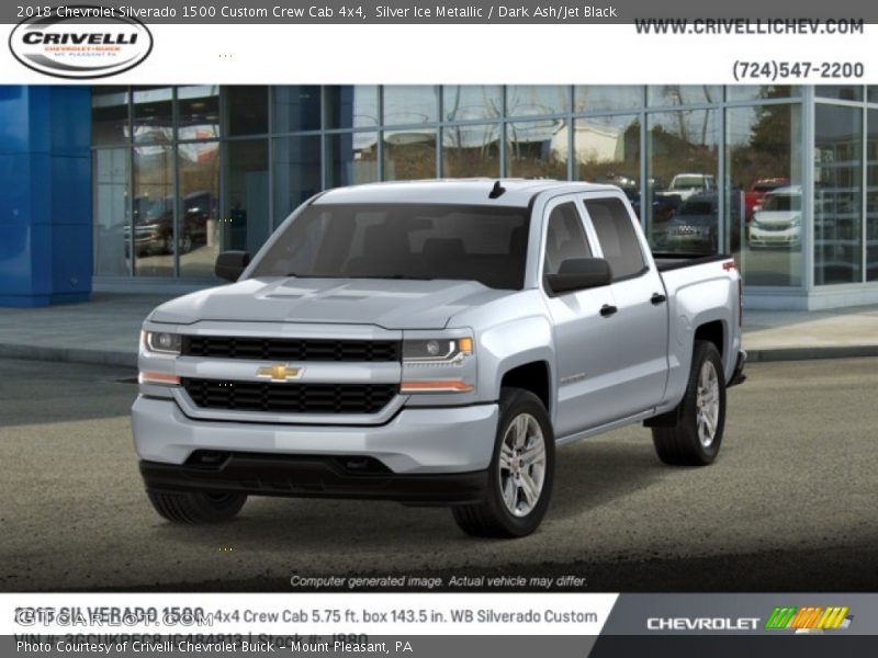 Silver Ice Metallic / Dark Ash/Jet Black 2018 Chevrolet Silverado 1500 Custom Crew Cab 4x4