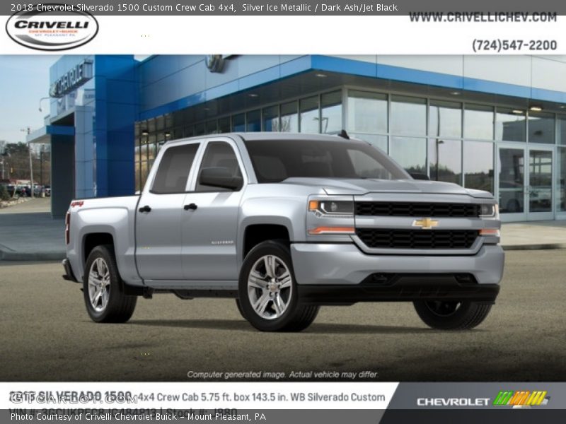 Silver Ice Metallic / Dark Ash/Jet Black 2018 Chevrolet Silverado 1500 Custom Crew Cab 4x4