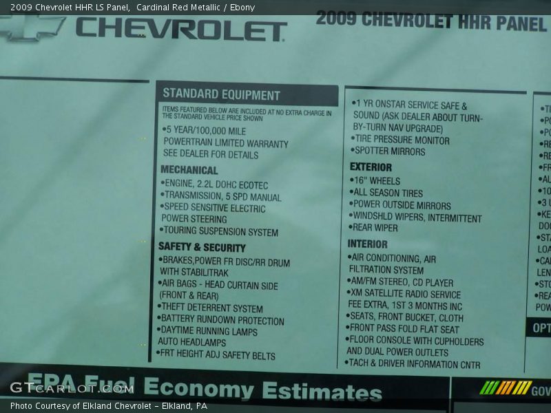 Cardinal Red Metallic / Ebony 2009 Chevrolet HHR LS Panel