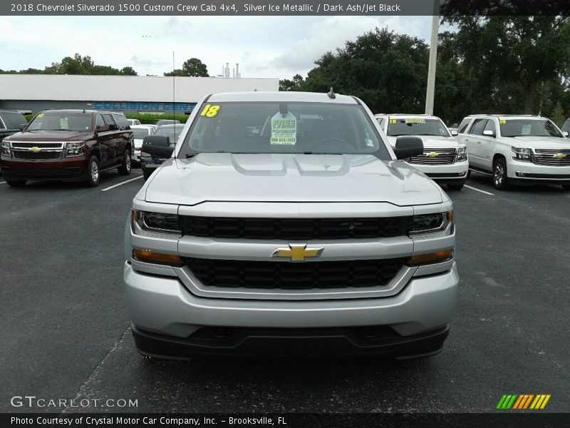 Silver Ice Metallic / Dark Ash/Jet Black 2018 Chevrolet Silverado 1500 Custom Crew Cab 4x4