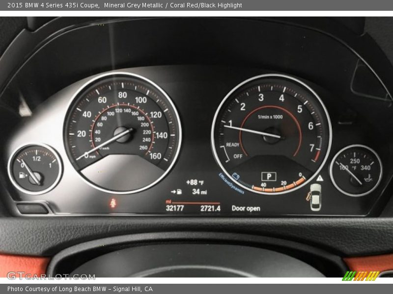Mineral Grey Metallic / Coral Red/Black Highlight 2015 BMW 4 Series 435i Coupe