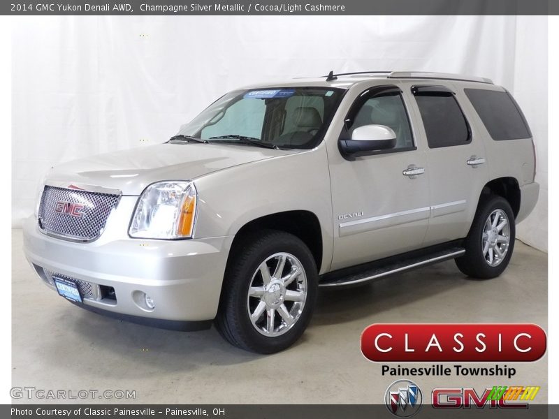 Champagne Silver Metallic / Cocoa/Light Cashmere 2014 GMC Yukon Denali AWD