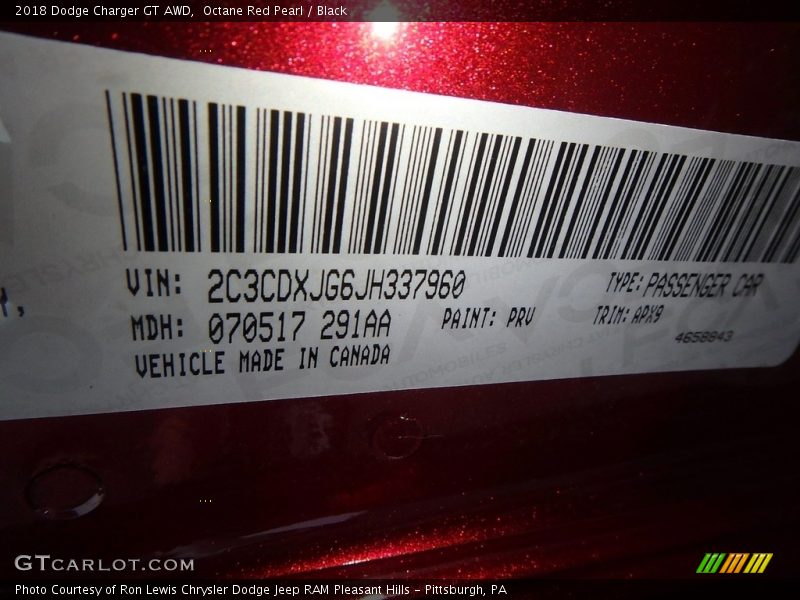 Octane Red Pearl / Black 2018 Dodge Charger GT AWD