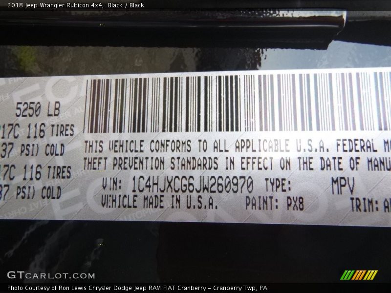 Black / Black 2018 Jeep Wrangler Rubicon 4x4