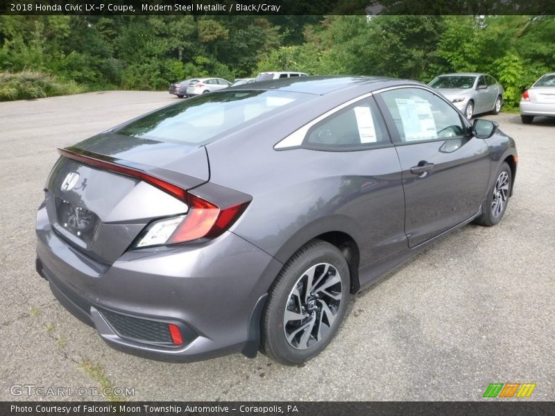 Modern Steel Metallic / Black/Gray 2018 Honda Civic LX-P Coupe