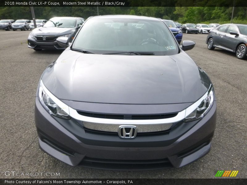 Modern Steel Metallic / Black/Gray 2018 Honda Civic LX-P Coupe