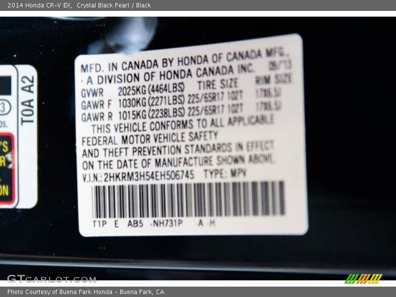 Crystal Black Pearl / Black 2014 Honda CR-V EX