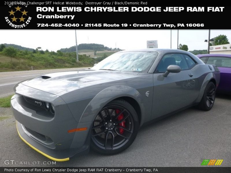 Destroyer Gray / Black/Demonic Red 2018 Dodge Challenger SRT Hellcat Widebody