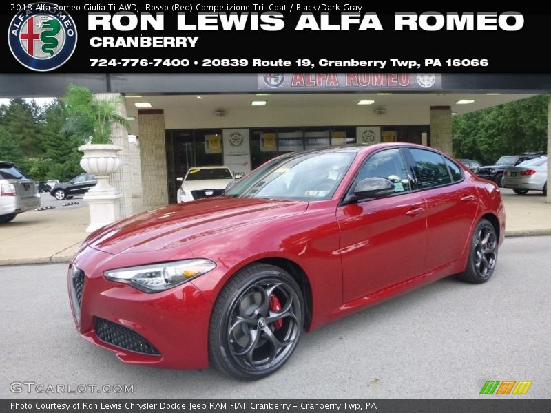 Rosso (Red) Competizione Tri-Coat / Black/Dark Gray 2018 Alfa Romeo Giulia Ti AWD