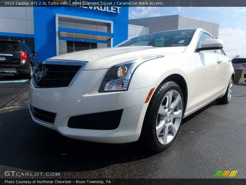 White Diamond Tricoat / Caramel/Jet Black Accents 2013 Cadillac ATS 2.0L Turbo AWD