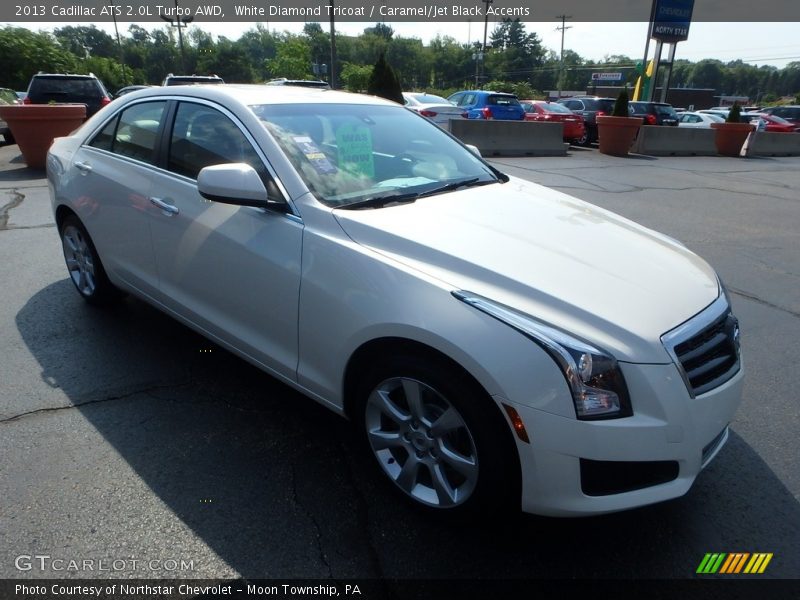 White Diamond Tricoat / Caramel/Jet Black Accents 2013 Cadillac ATS 2.0L Turbo AWD