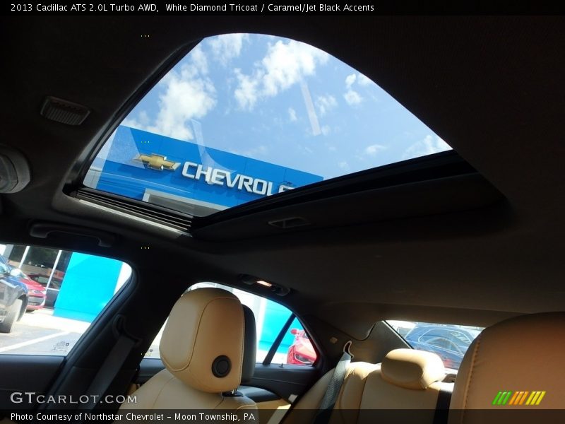 White Diamond Tricoat / Caramel/Jet Black Accents 2013 Cadillac ATS 2.0L Turbo AWD