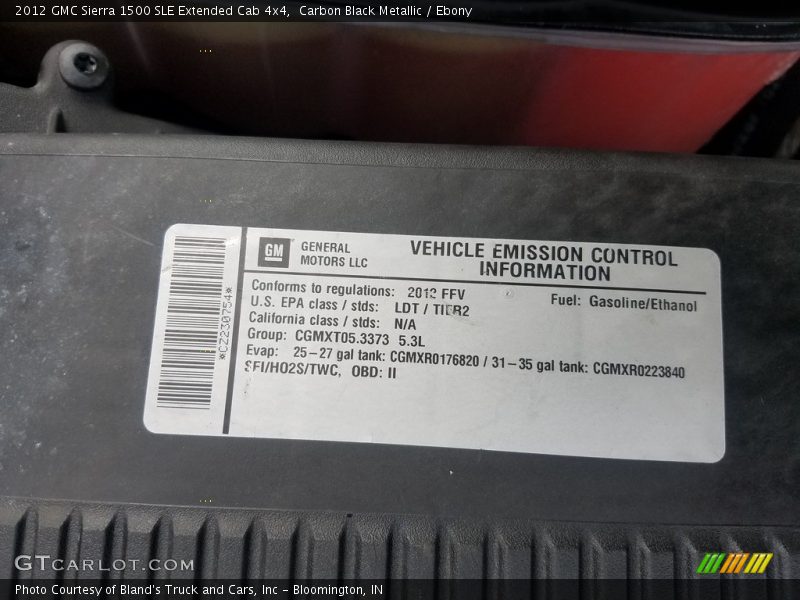 Carbon Black Metallic / Ebony 2012 GMC Sierra 1500 SLE Extended Cab 4x4